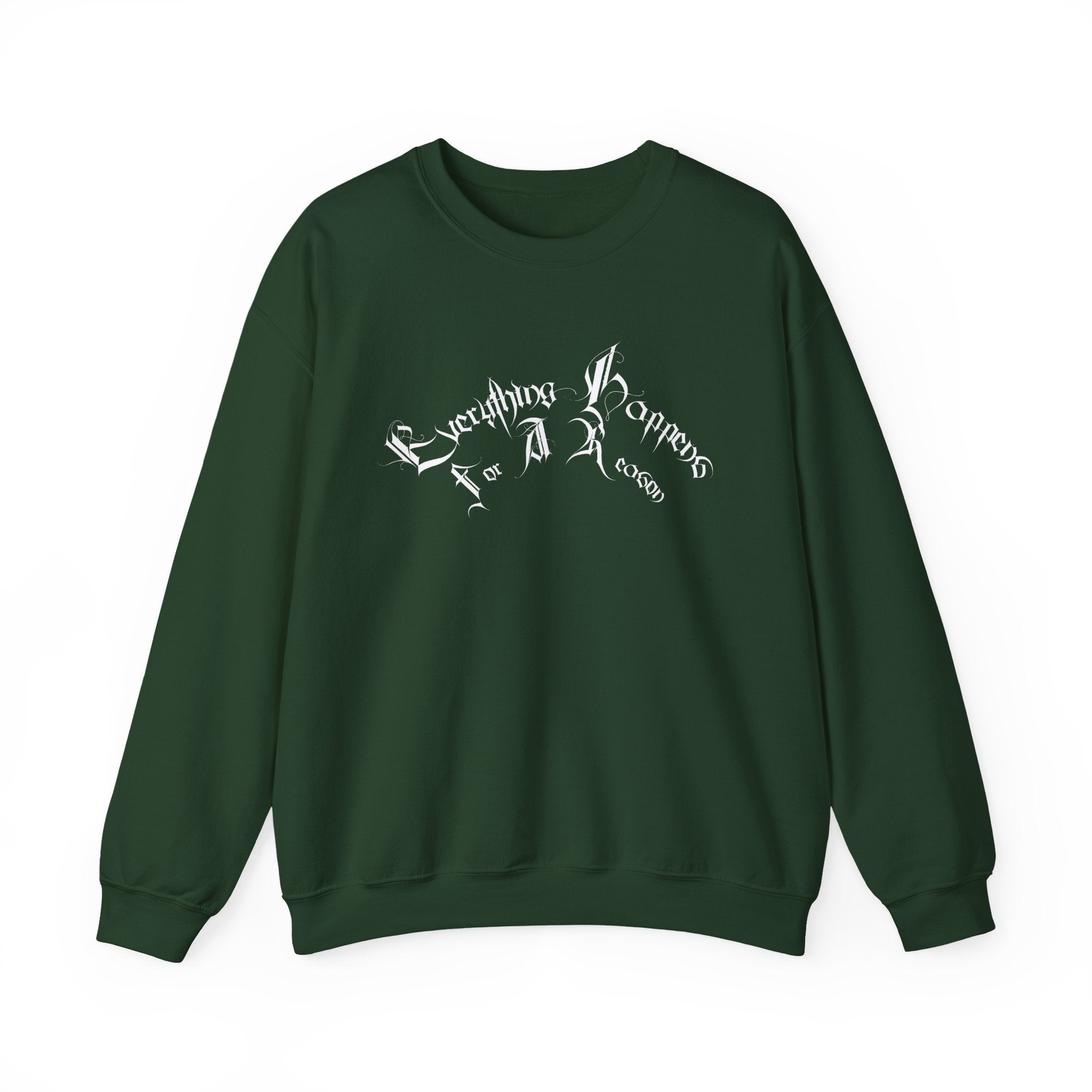 Ellioaey Everything Happens White Text Crewneck