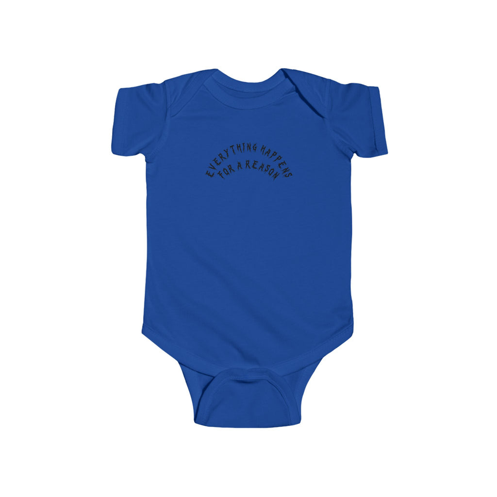 Hvita Everything Happens Black Text Baby Onesie