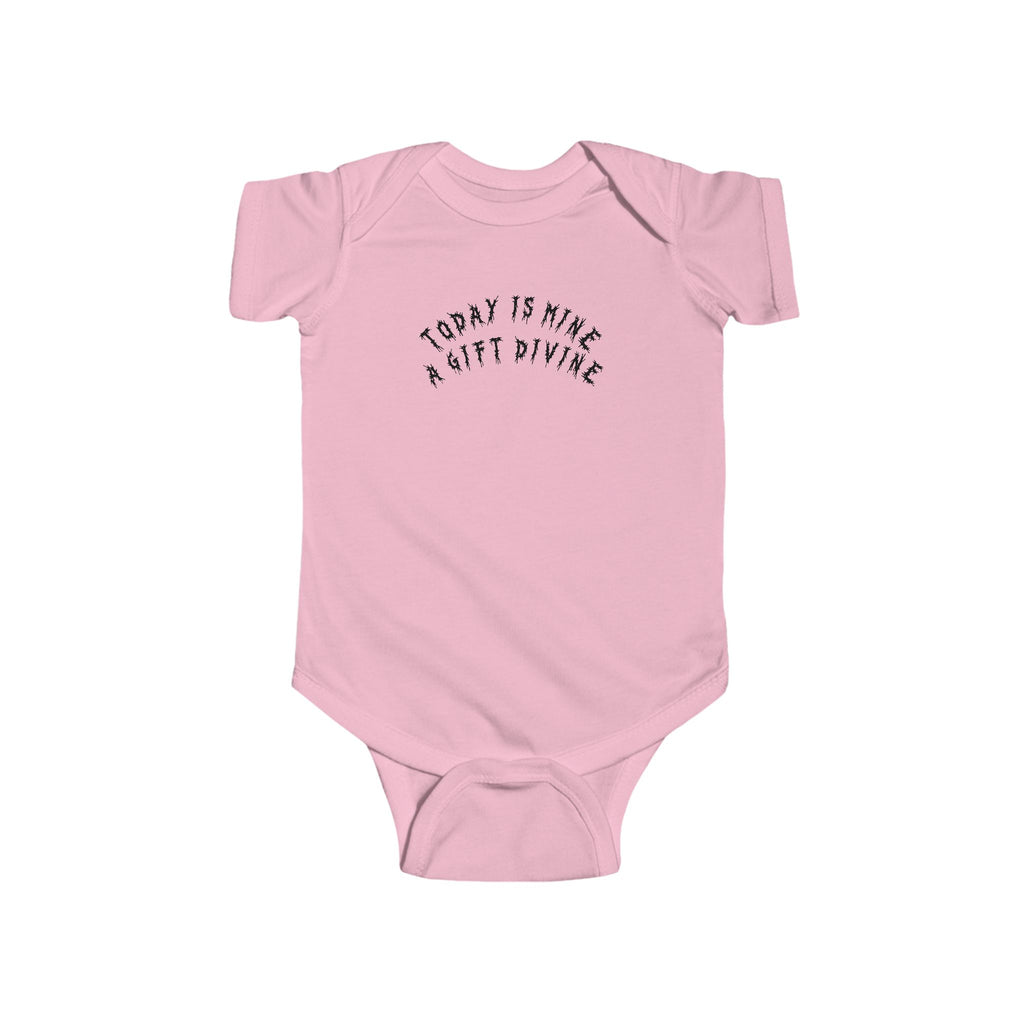 Hvita A Gift Divine Black Text Baby Onesie