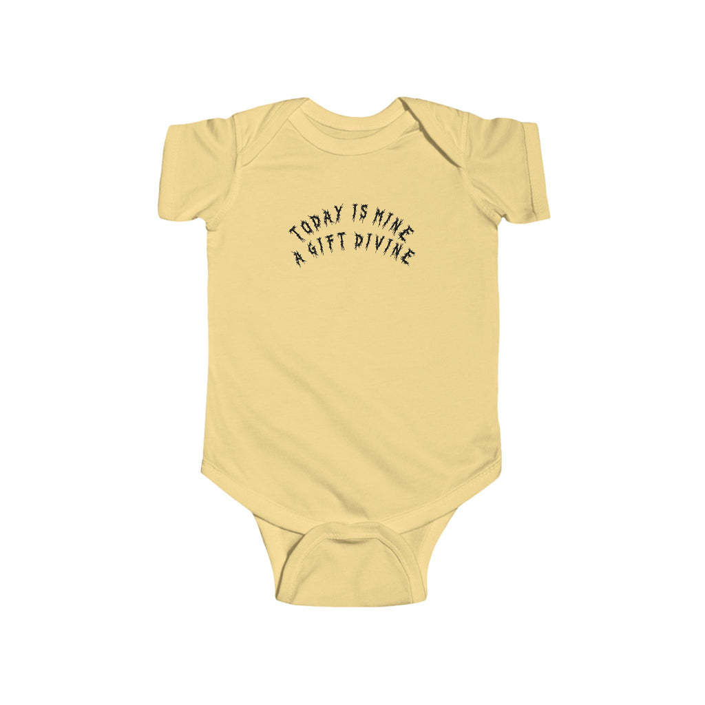 Hvita A Gift Divine Black Text Baby Onesie