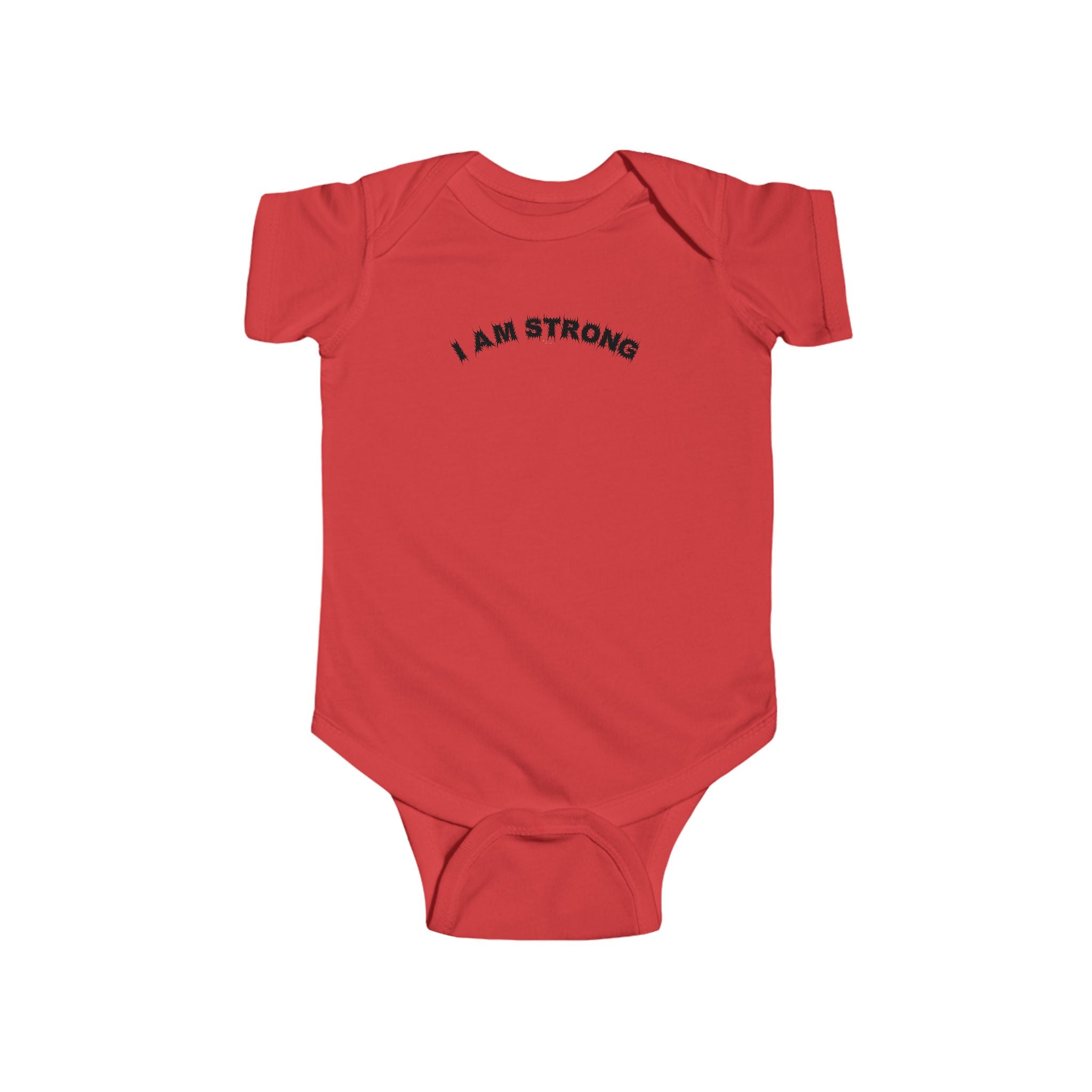 Bildsa I Am Strong Black Text Baby Onesie
