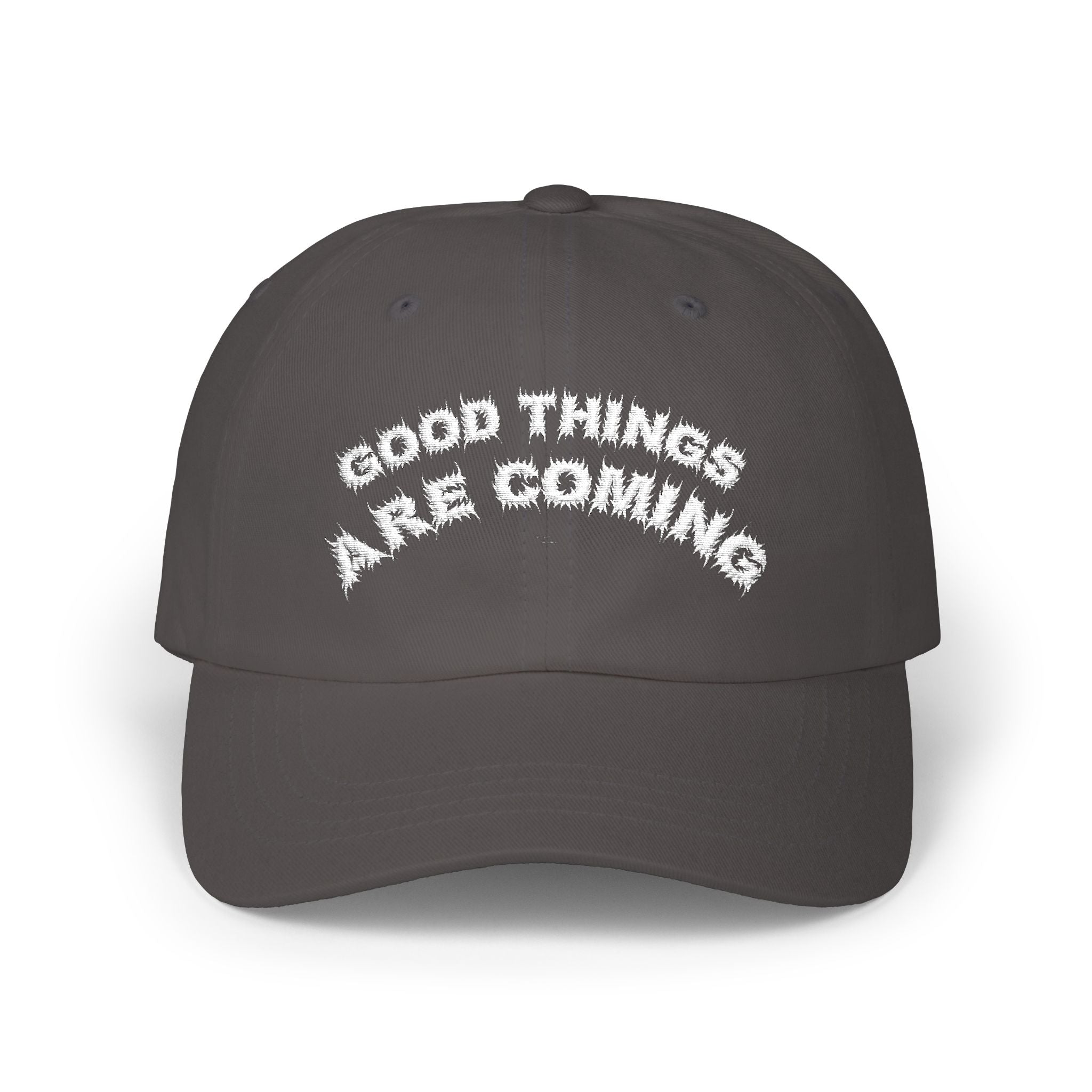 Bildsa Good Things Are Coming White Text Dad Hat