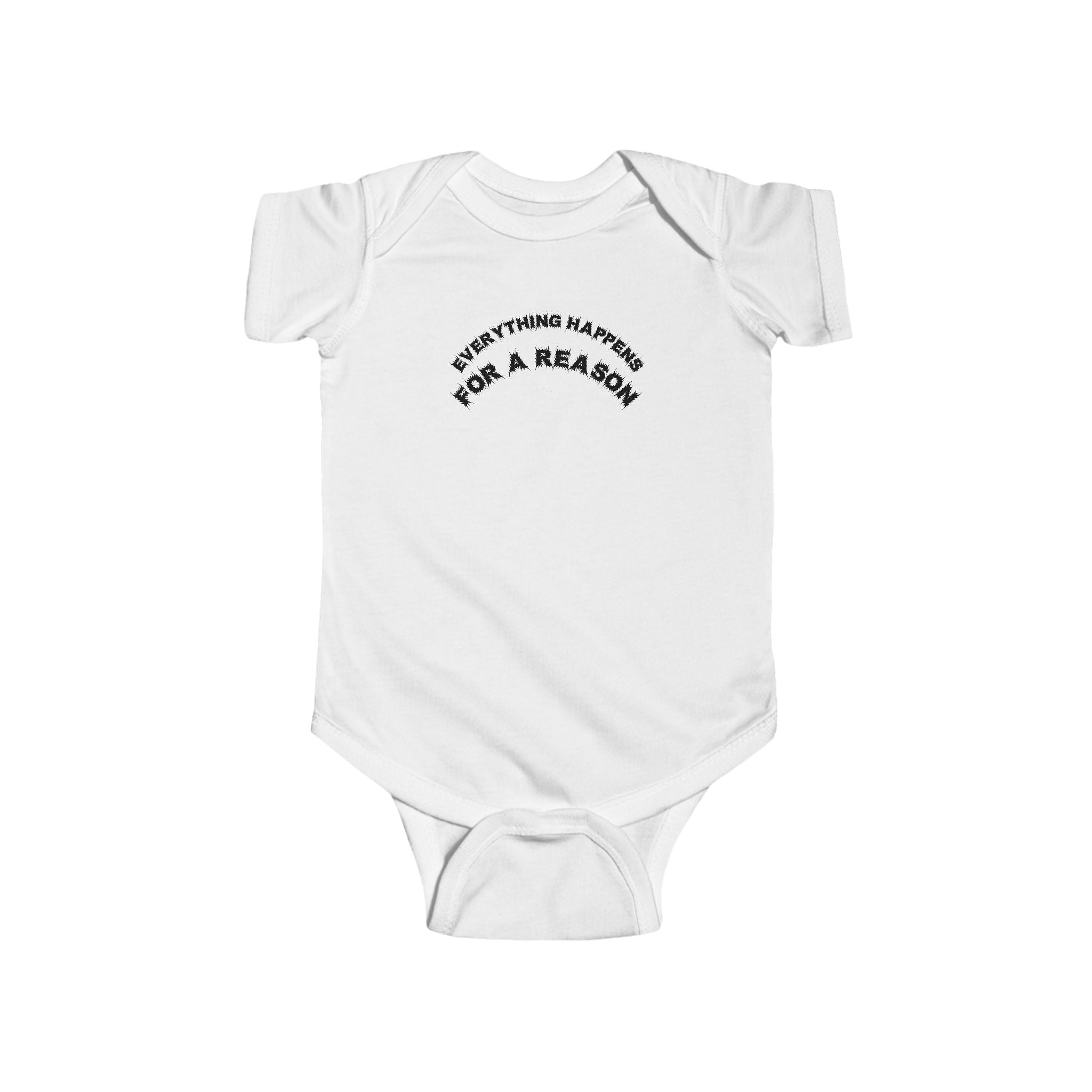 Bildsa Everything Happens Black Text Baby Onesie