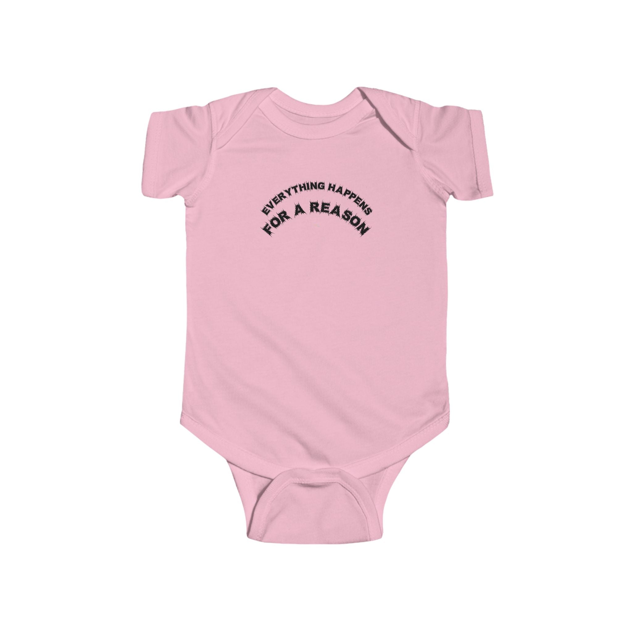 Bildsa Everything Happens Black Text Baby Onesie