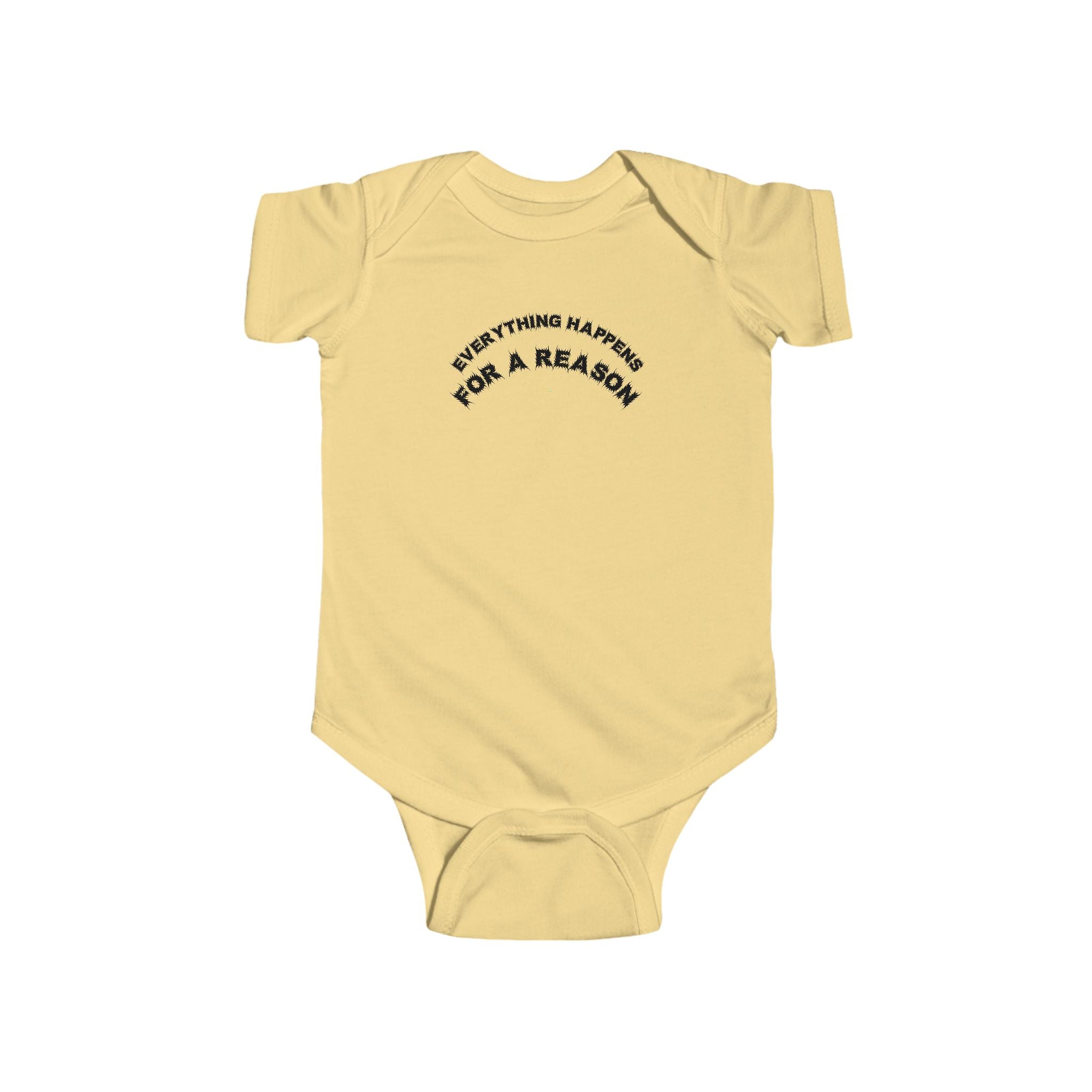 Bildsa Everything Happens Black Text Baby Onesie