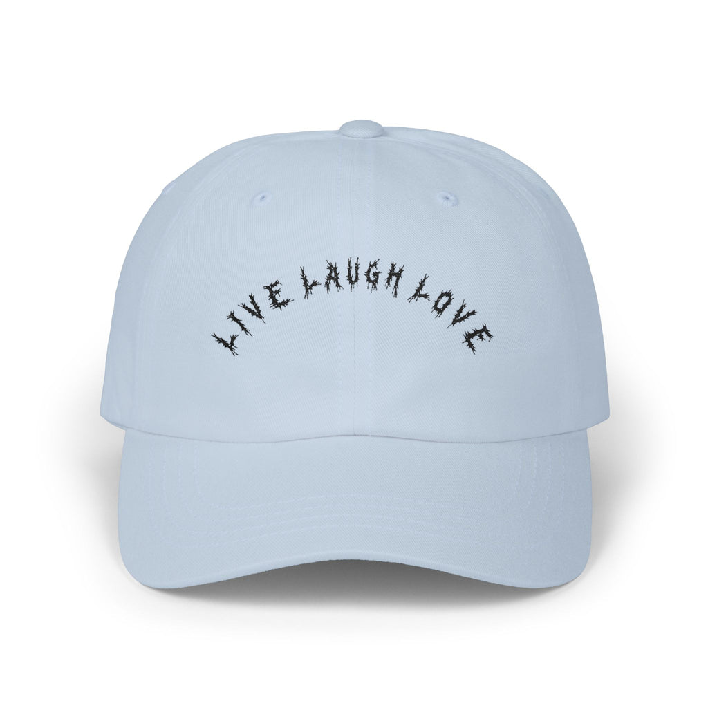 Hvita Live Laugh Love Black Text Dad Hat
