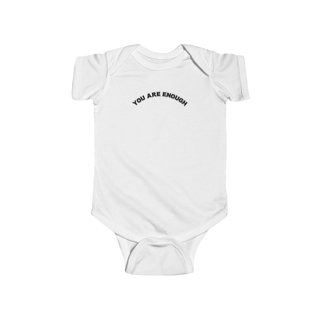 Bildsa You Are Enough Black Text Baby Onesie