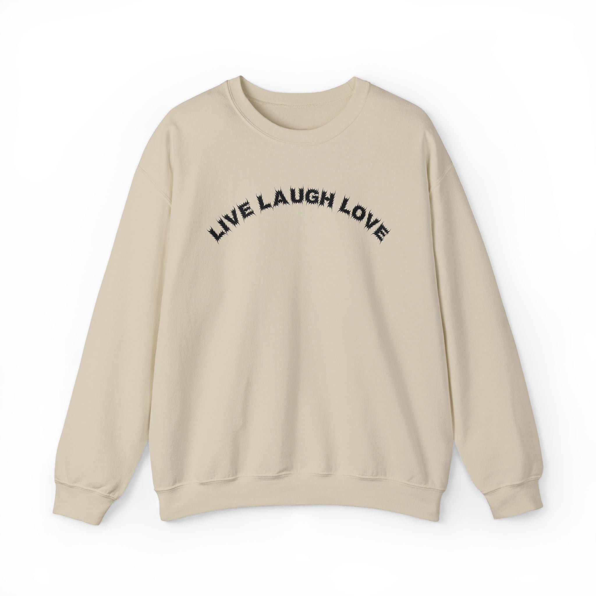 Bildsa Live Laugh Love Black Text Crewneck