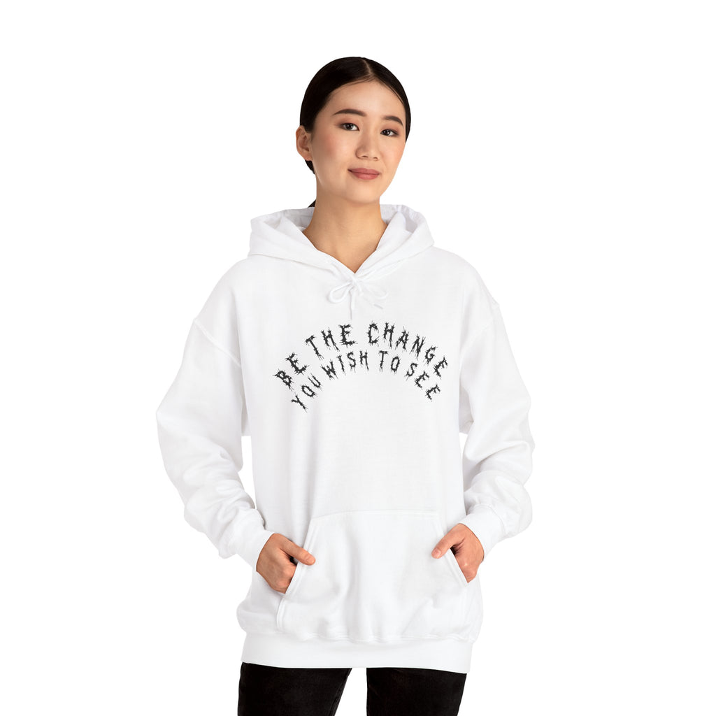 Hvita Be The Change Black Text Hoodie