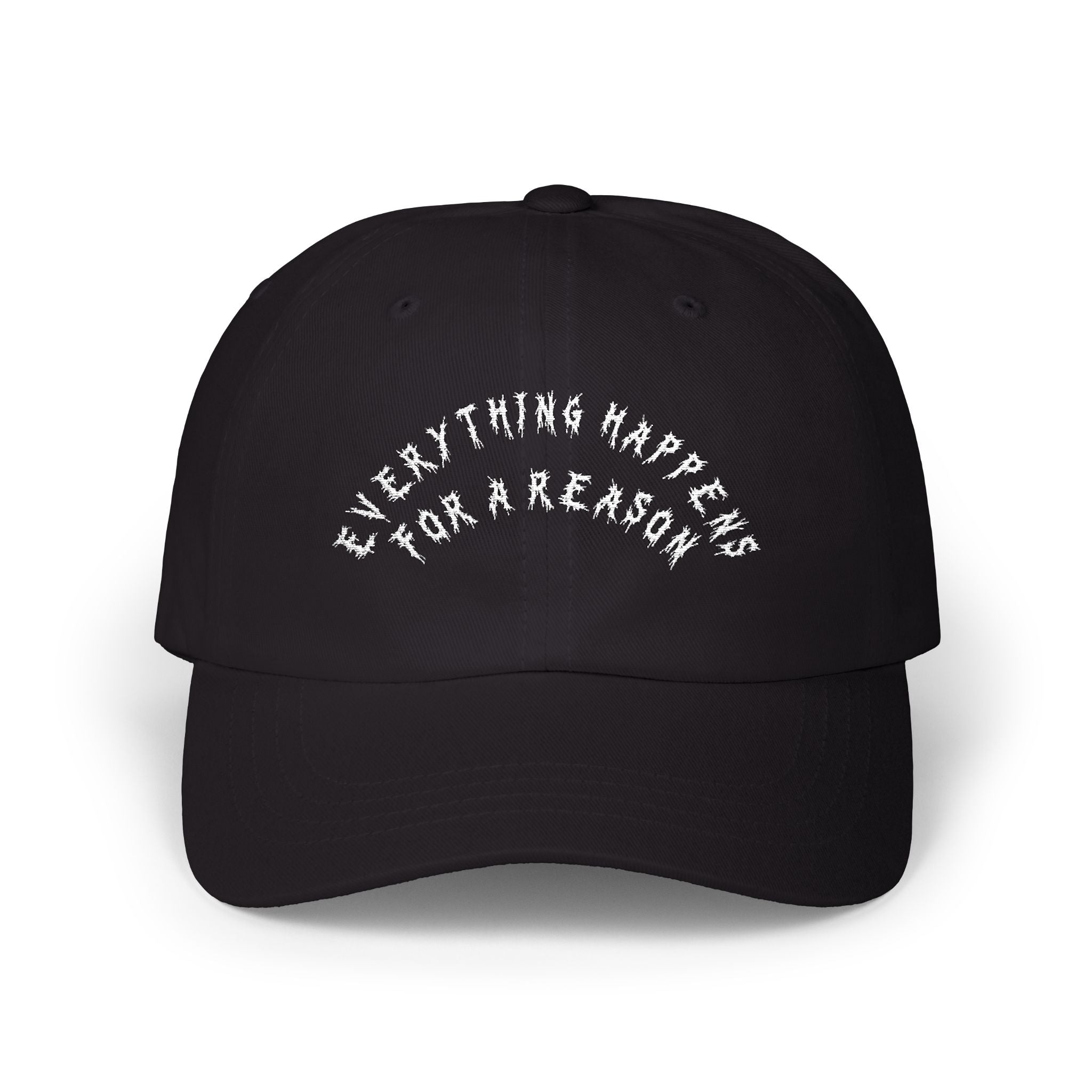 Hvita Everything Happens White Text Dad Hat