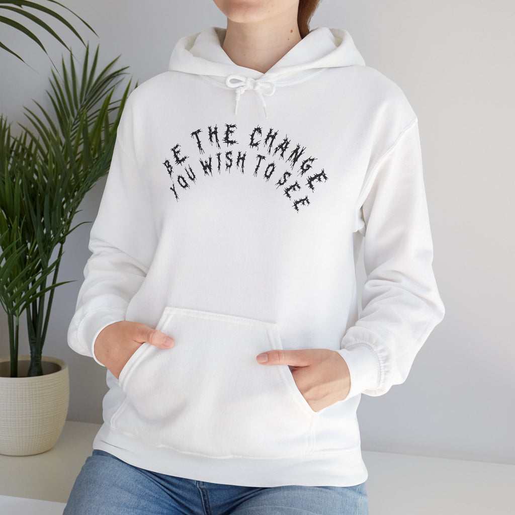 Hvita Be The Change Black Text Hoodie