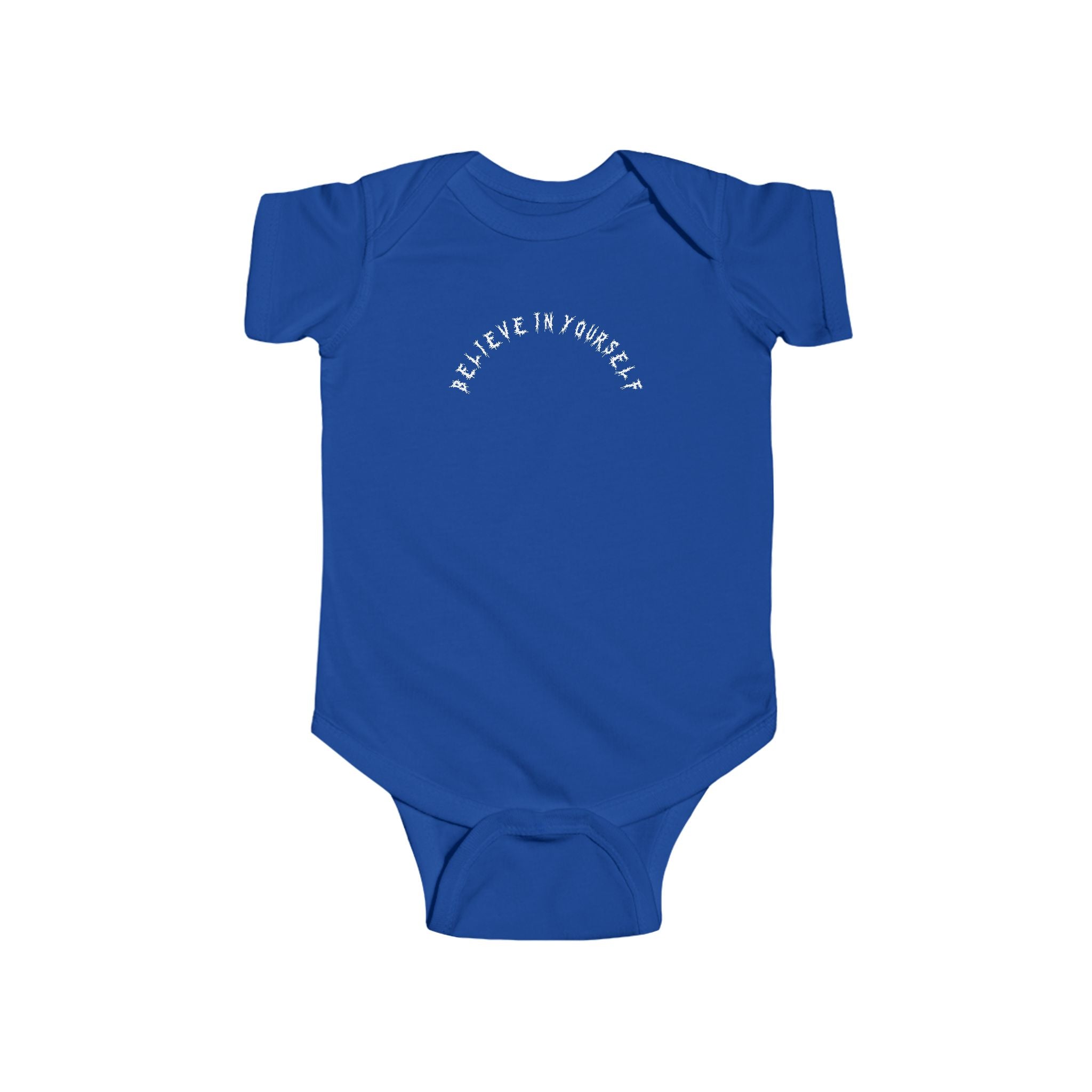 Hvita Believe In Yourself White Text Baby Onesie