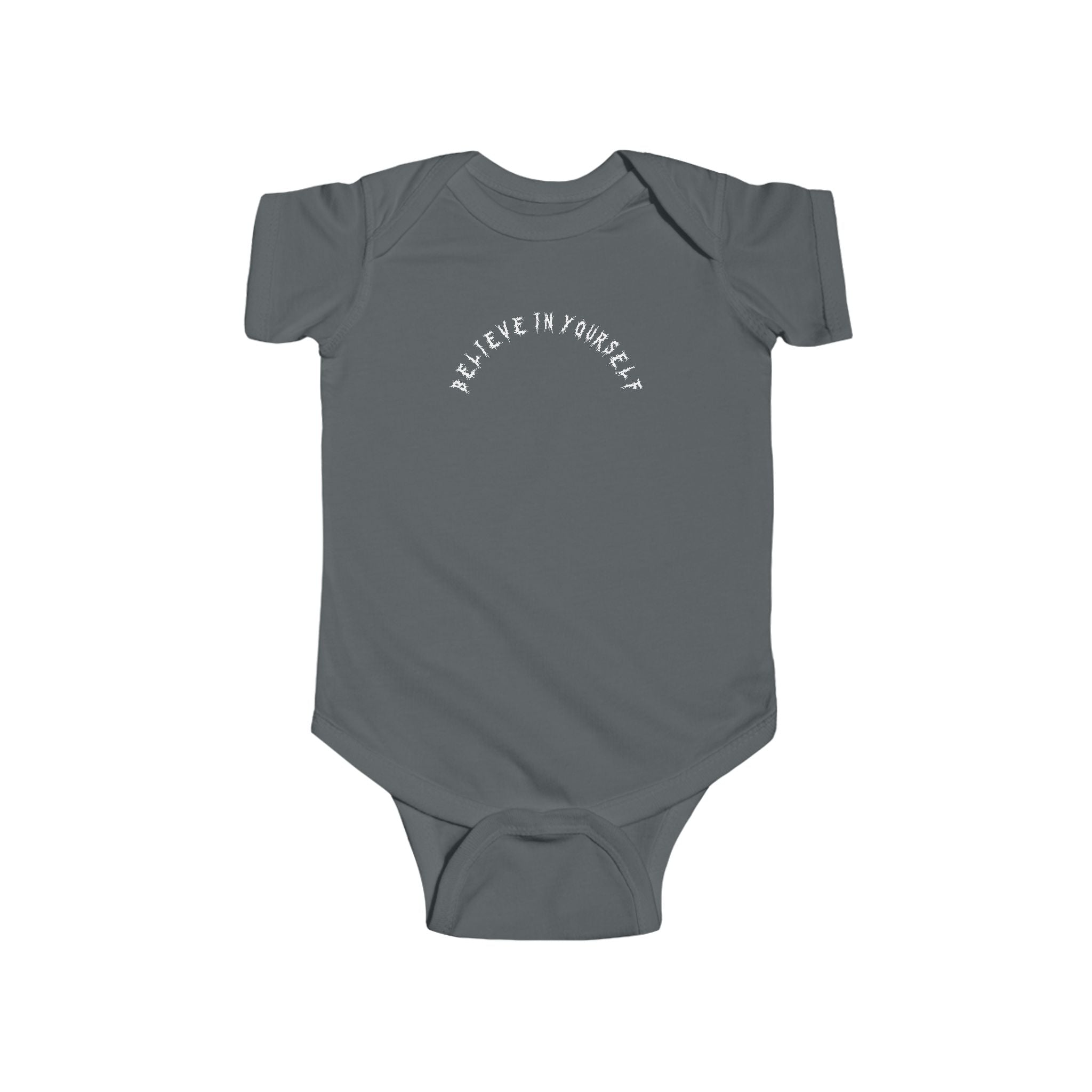 Hvita Believe In Yourself White Text Baby Onesie