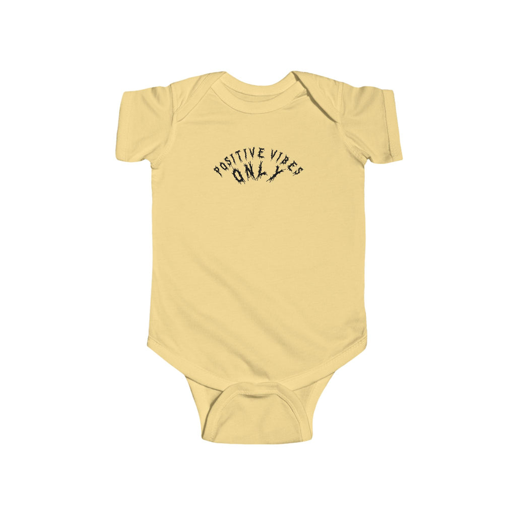 Hvita Positive Vibes Black Text Baby Onesie