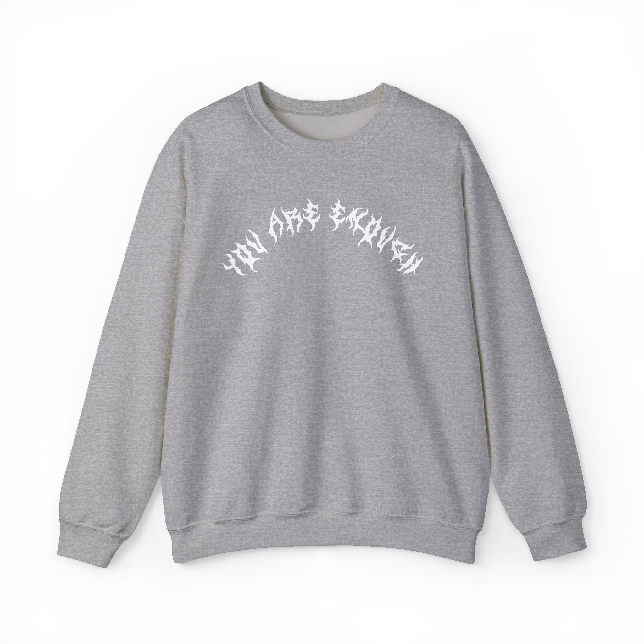 Lundr You Are Enough White Text Crewneck