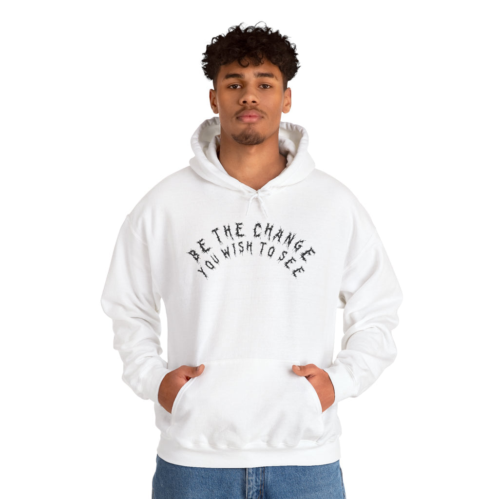 Hvita Be The Change Black Text Hoodie