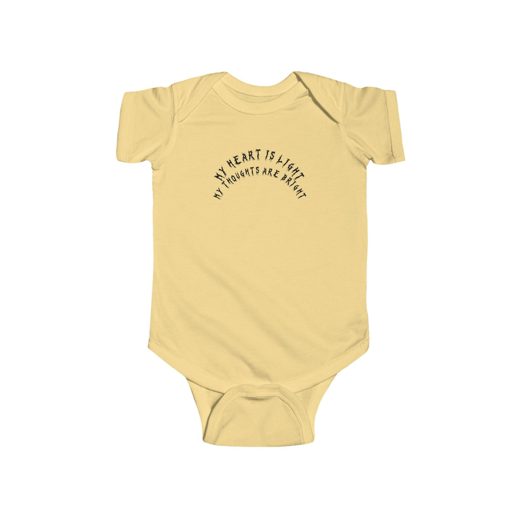 Hvita My Heart Is Light Black Text Baby Onesie