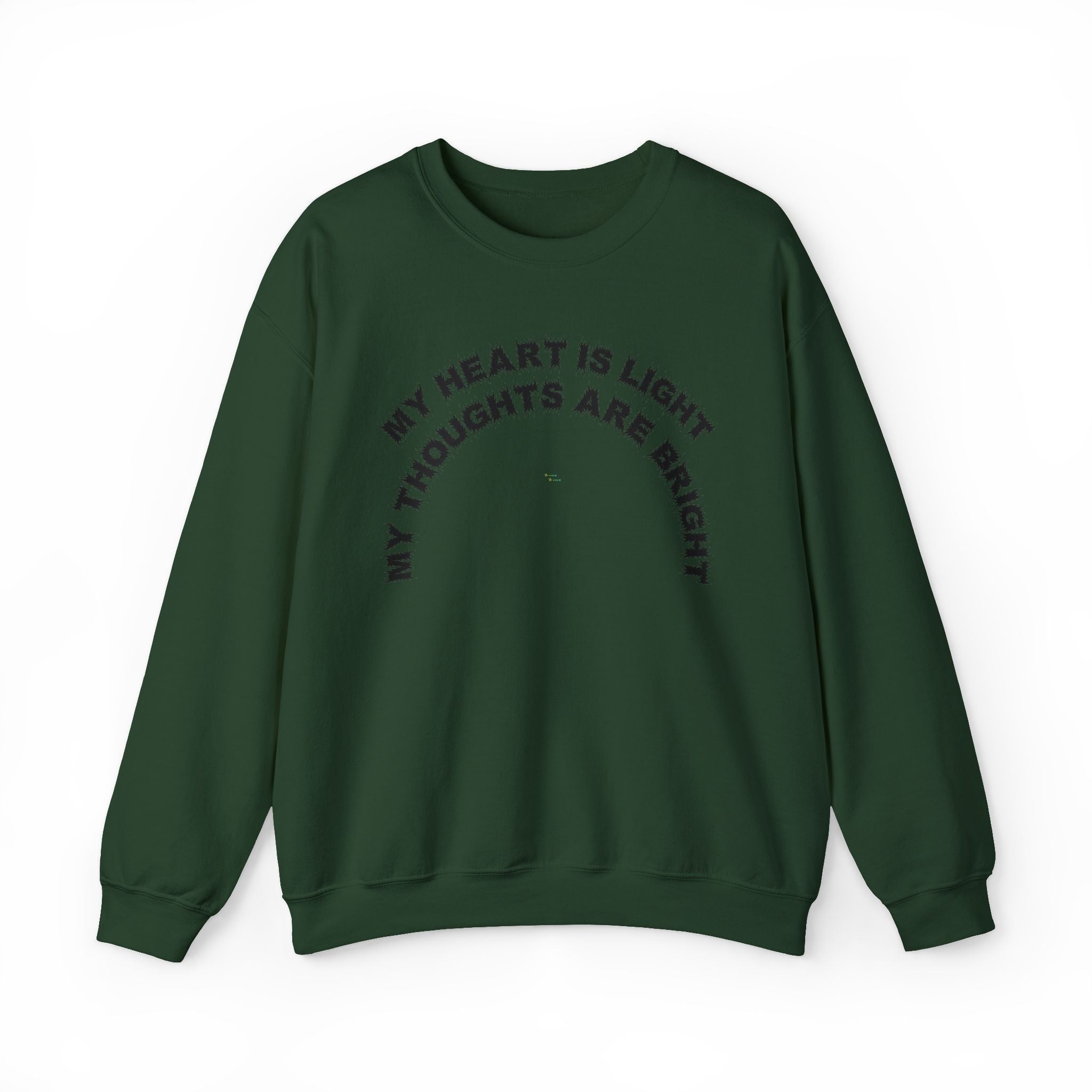 Bildsa My Heart Is Light Black Text Crewneck