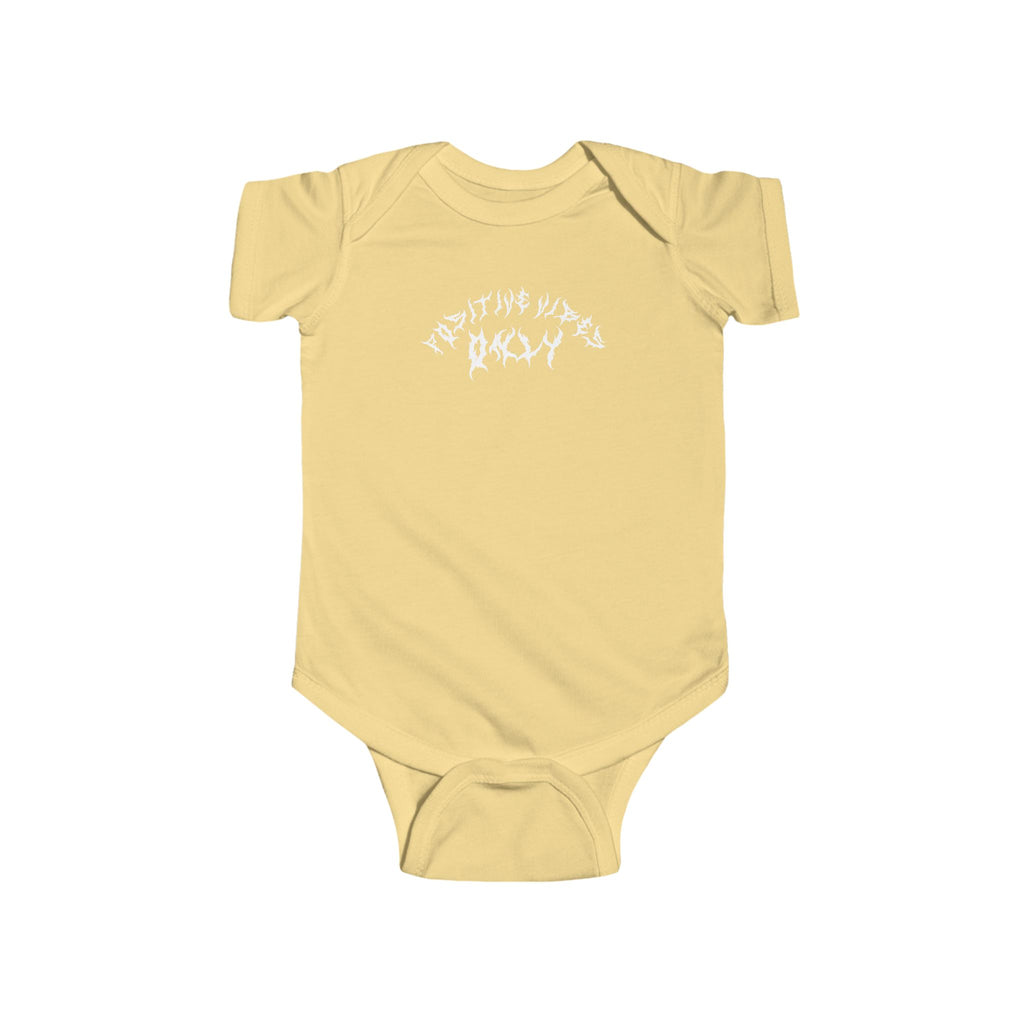 Lundr Positive Vibes White Text Baby Onesie