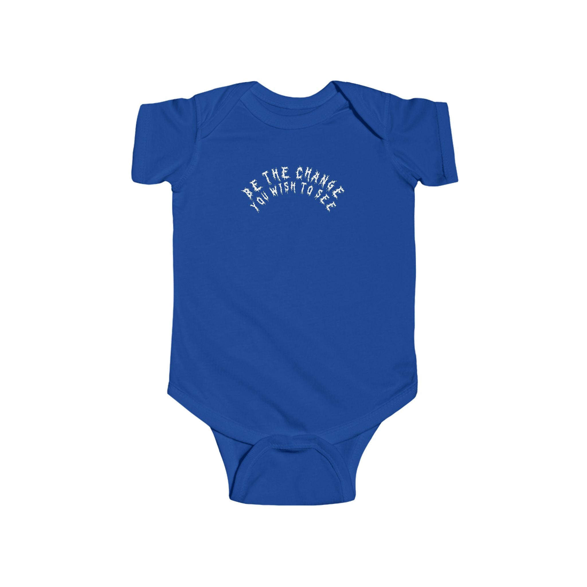 Hvita Be The Change White Text Baby Onesie