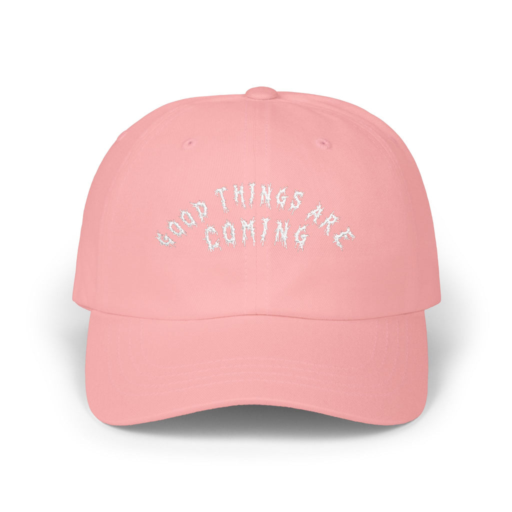 Hvita Good Things Are Coming White Text Dad Hat