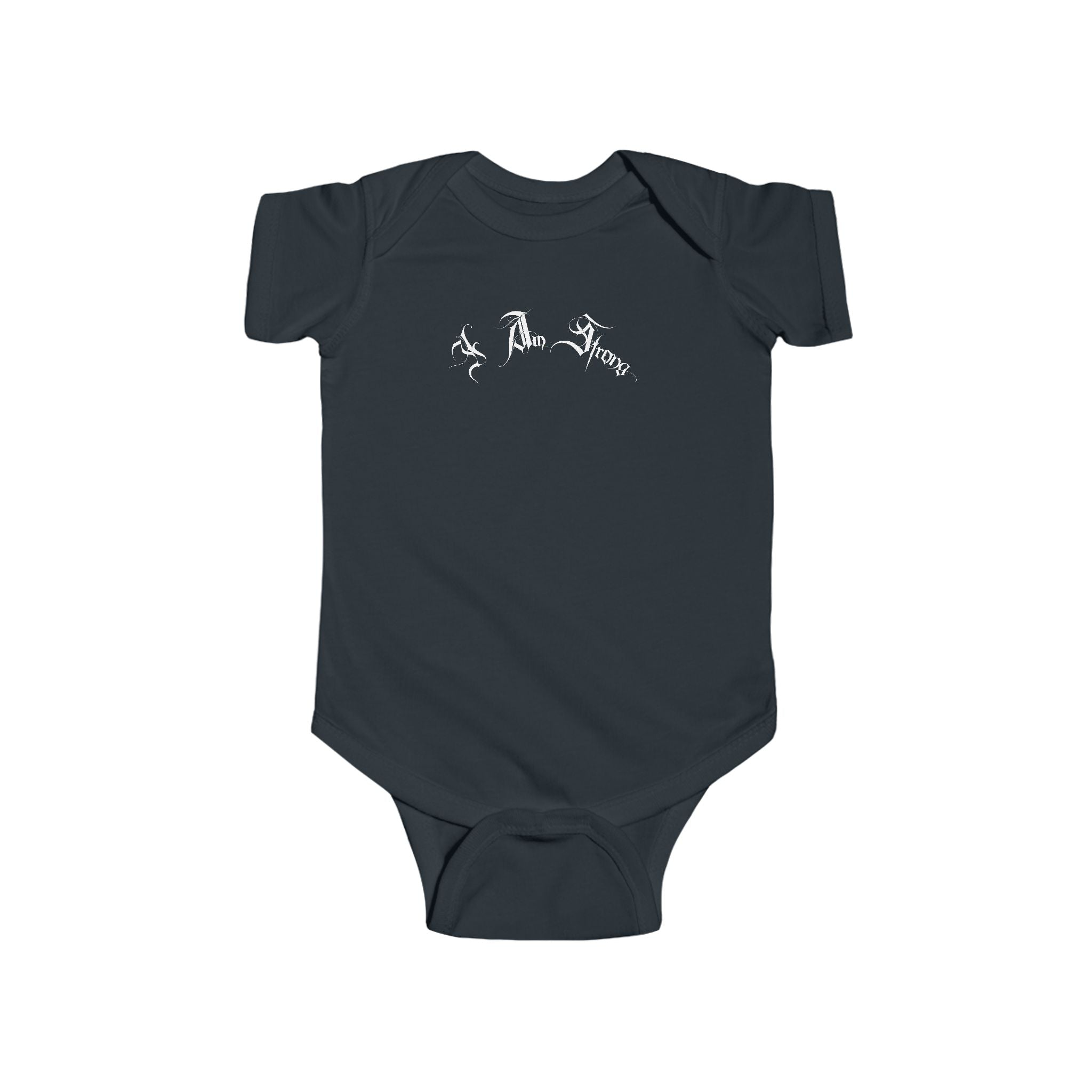 Ellioaey I Am Strong White Text Baby Onesie