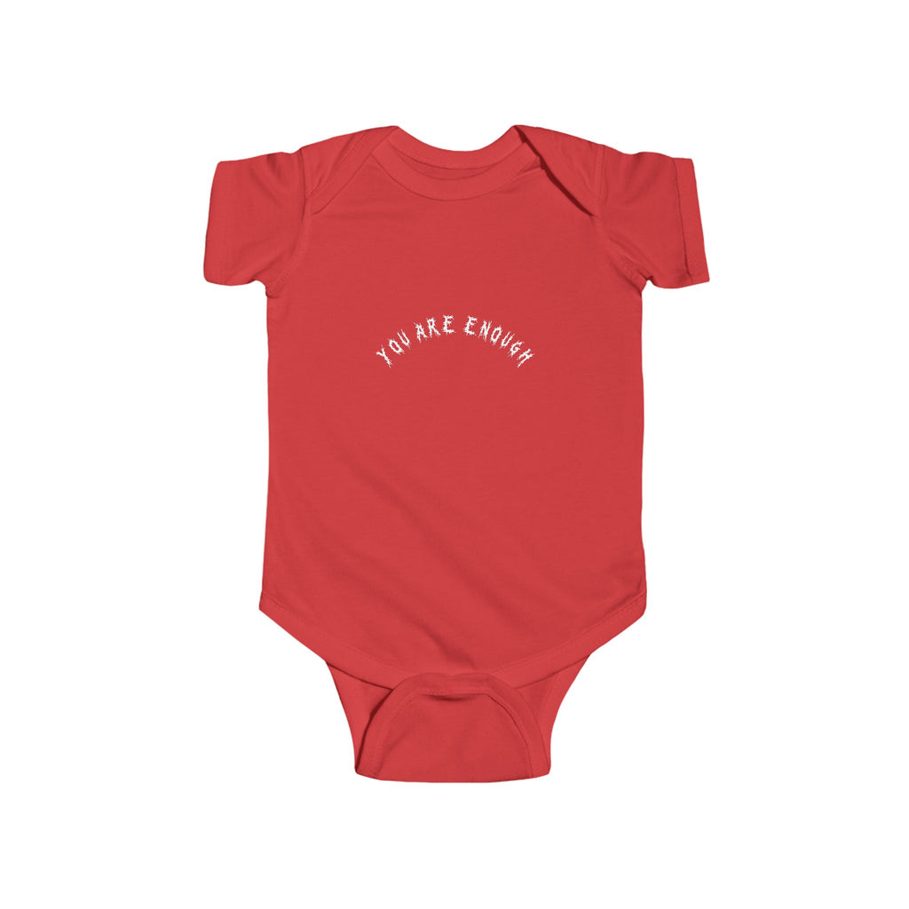 Hvita You Are Enough White Text Baby Onesie
