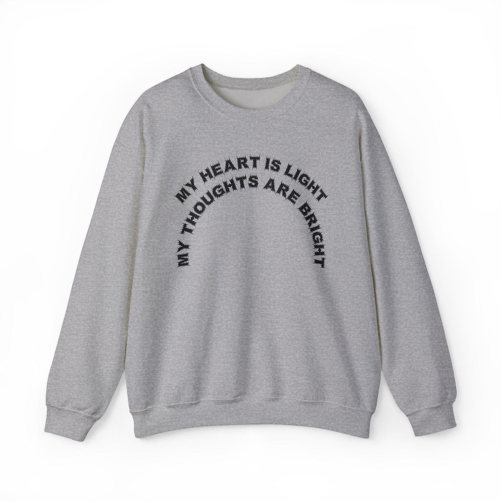 Bildsa My Heart Is Light Black Text Crewneck