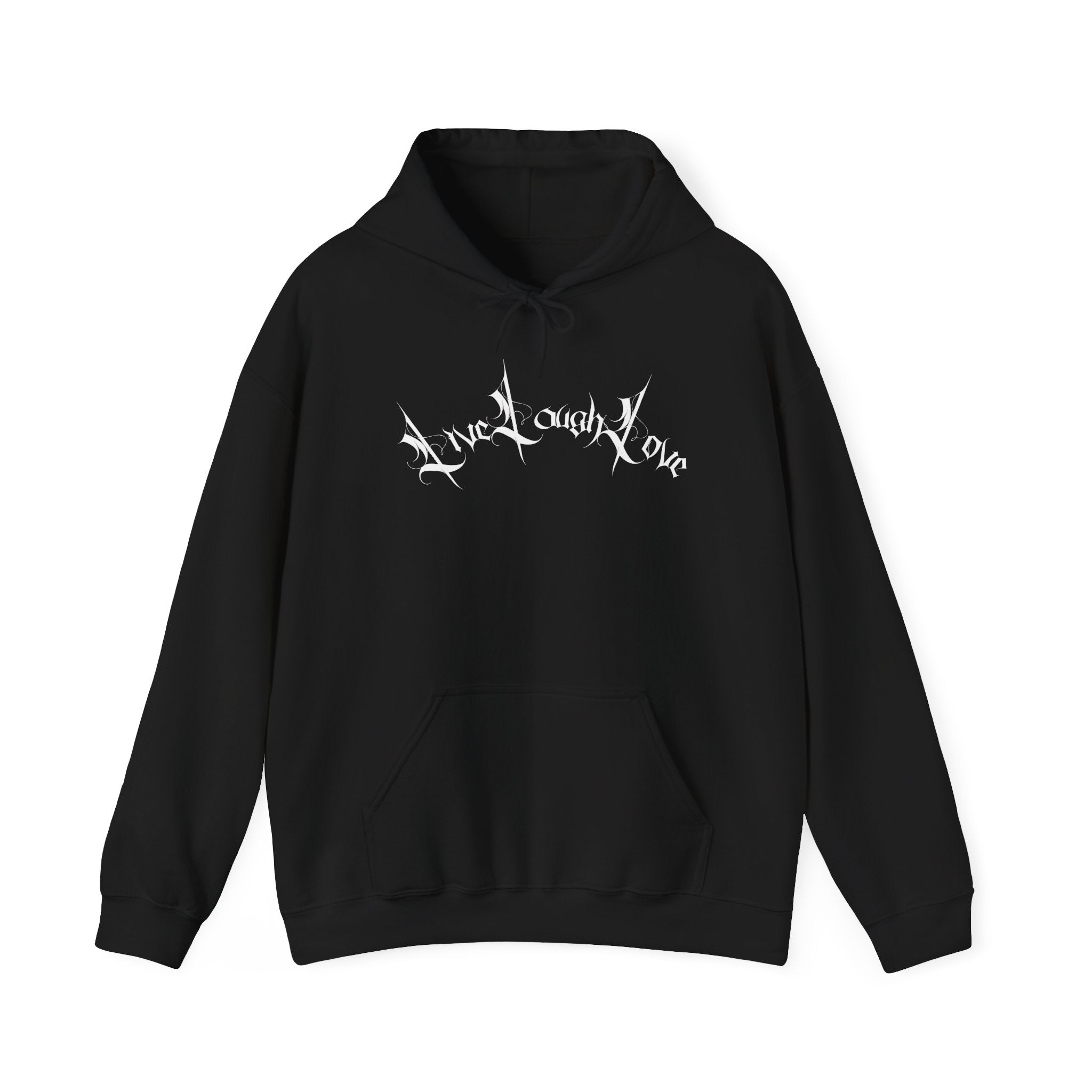 Ellioaey Live Laugh Love White Text Hoodie