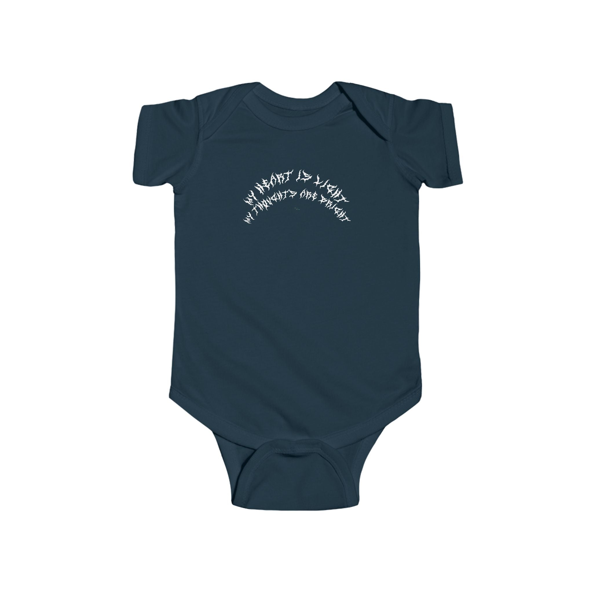 Lundr My Heart Is Light White Text Baby Onesie