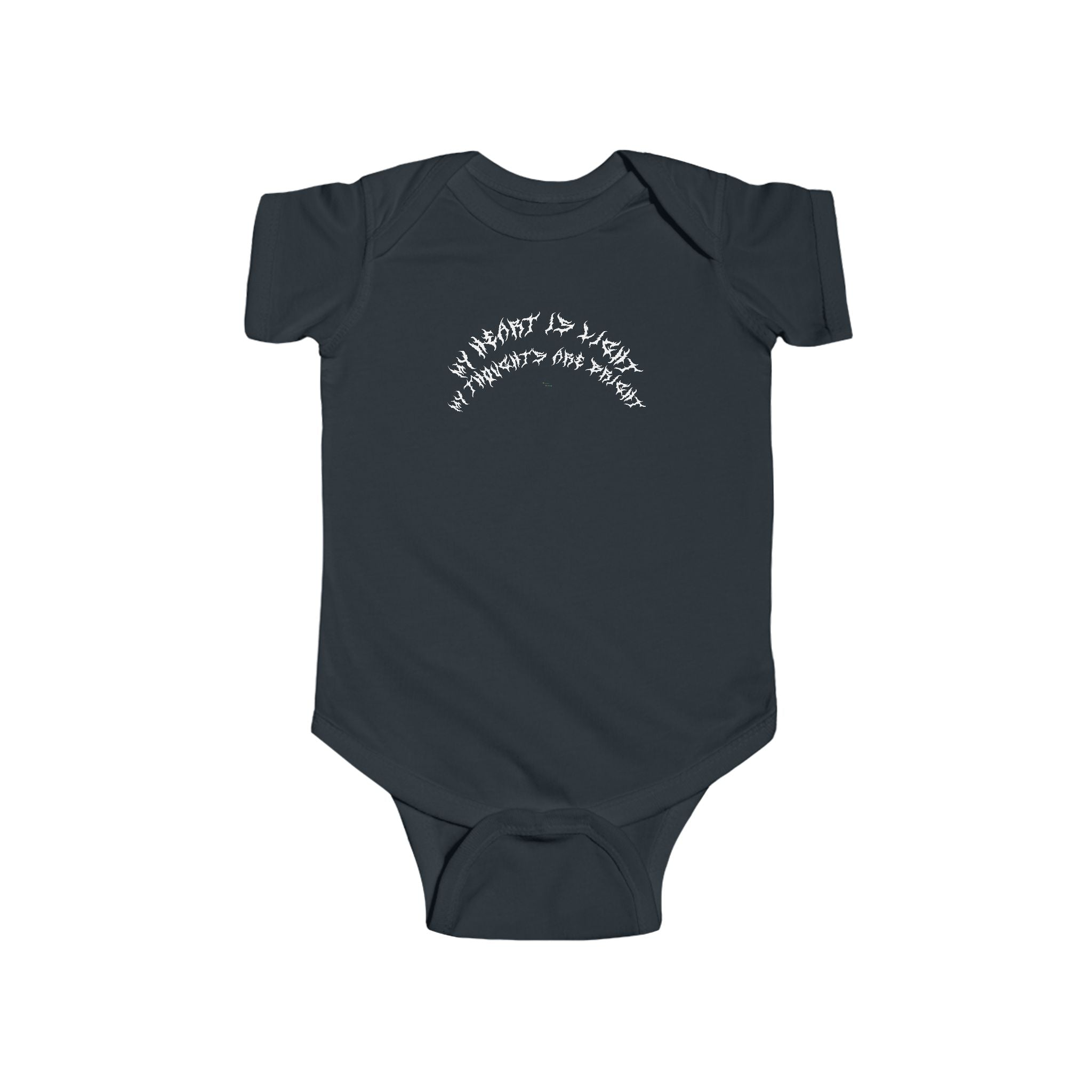 Lundr My Heart Is Light White Text Baby Onesie