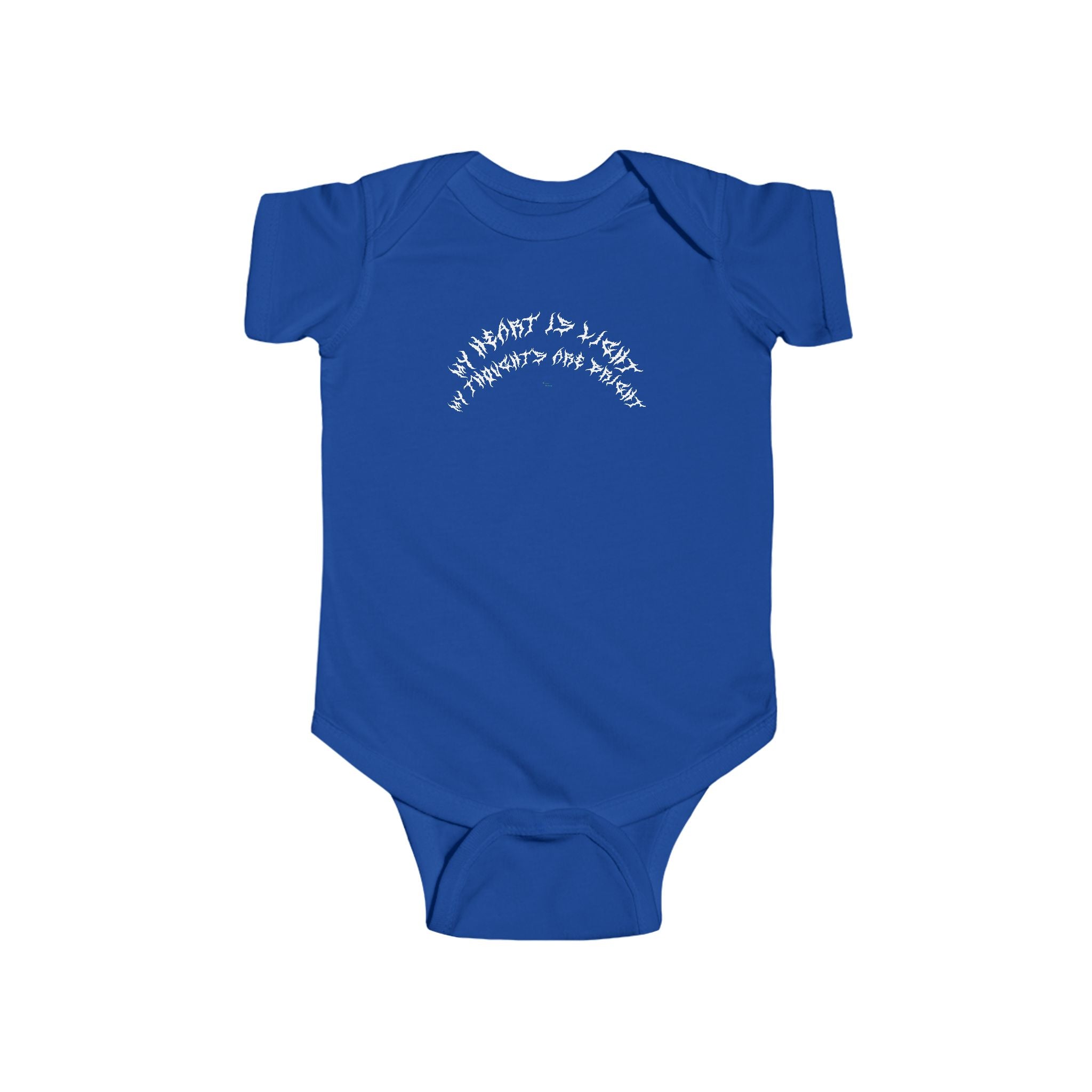 Lundr My Heart Is Light White Text Baby Onesie