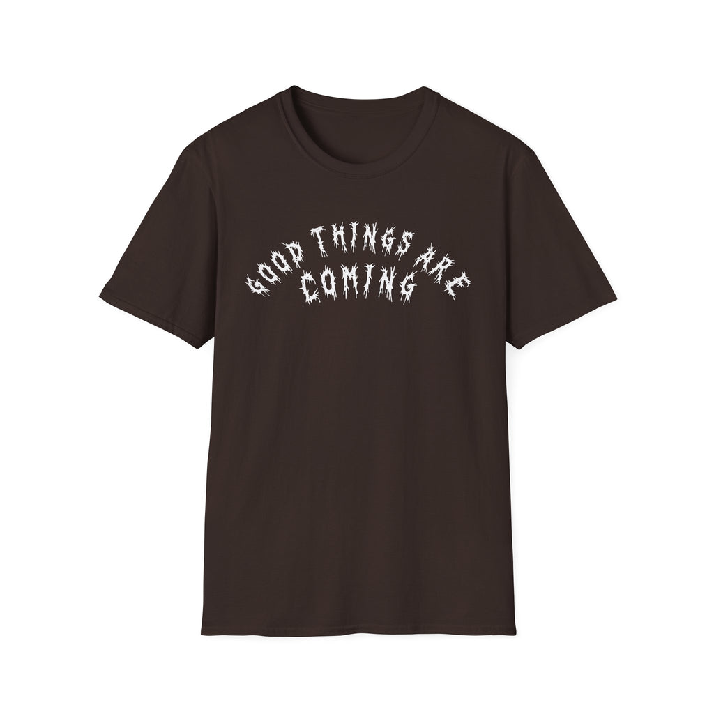 Hvita Good Things Are Coming White Text Tee