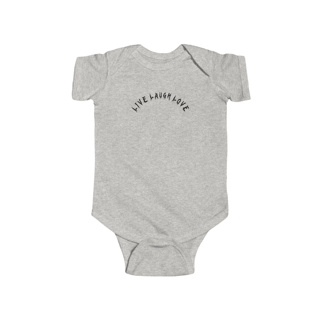 Hvita Live Laugh Love Black Text Baby Onesie