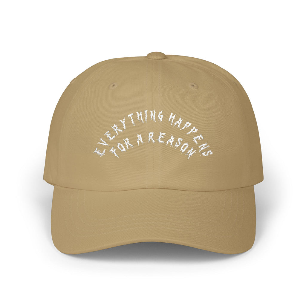 Hvita Everything Happens White Text Dad Hat