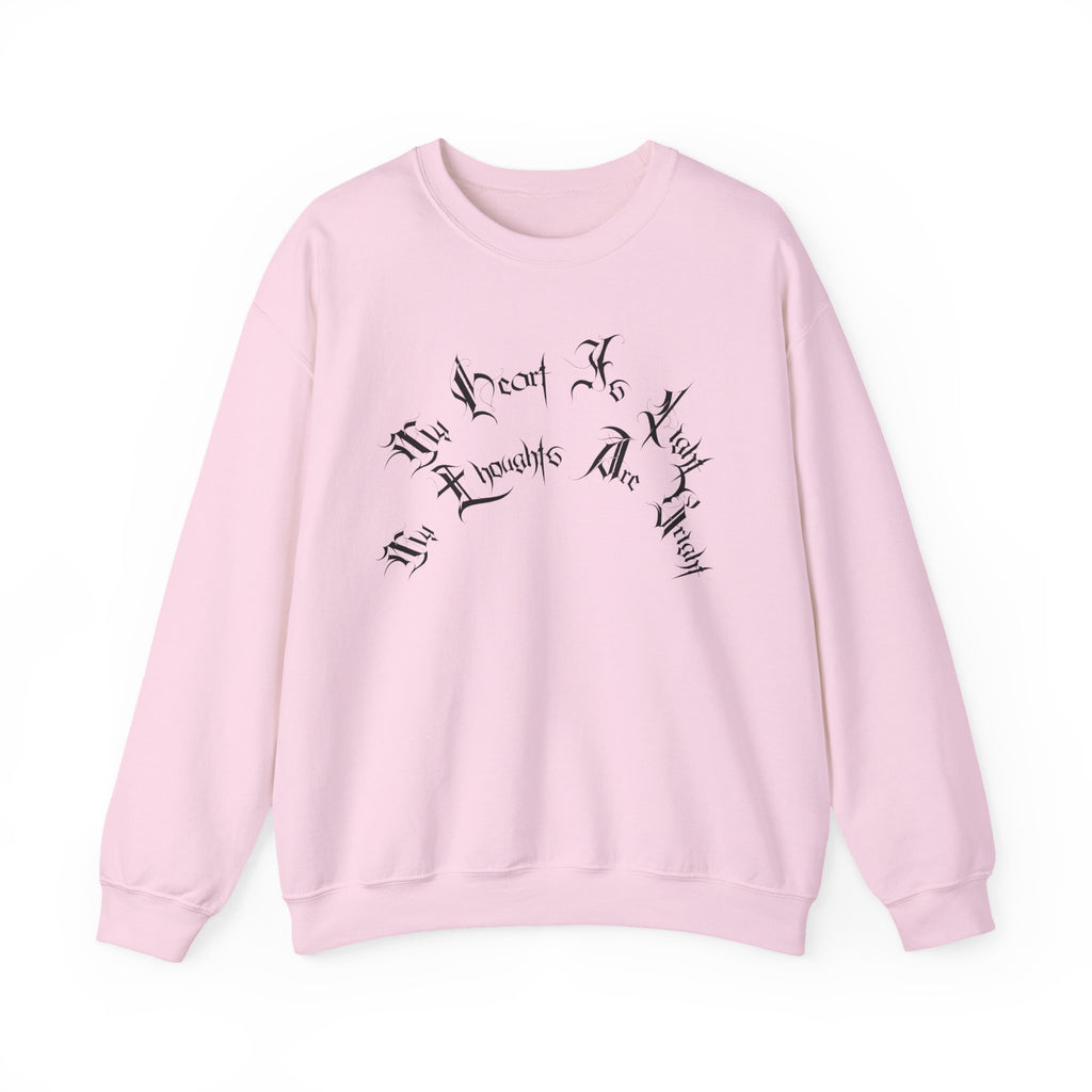 Ellioaey My Heart Is Light Black Text Crewneck