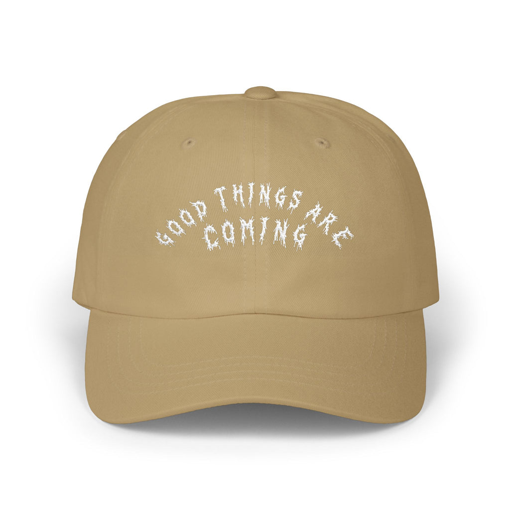 Hvita Good Things Are Coming White Text Dad Hat