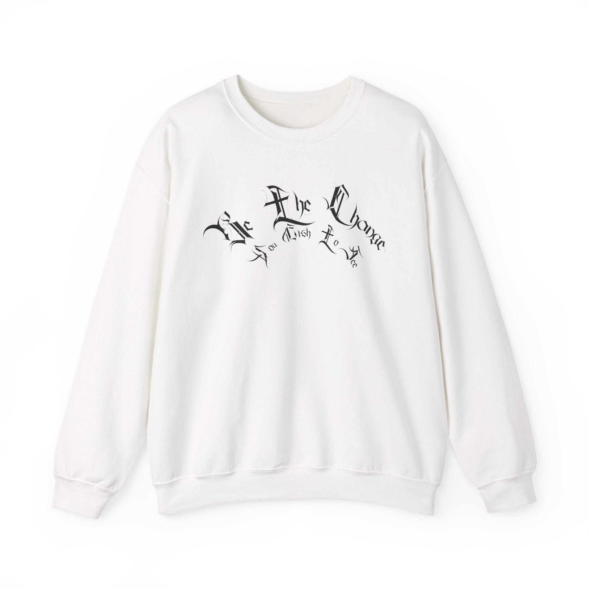 Ellioaey Be The Change Black Text Crewneck