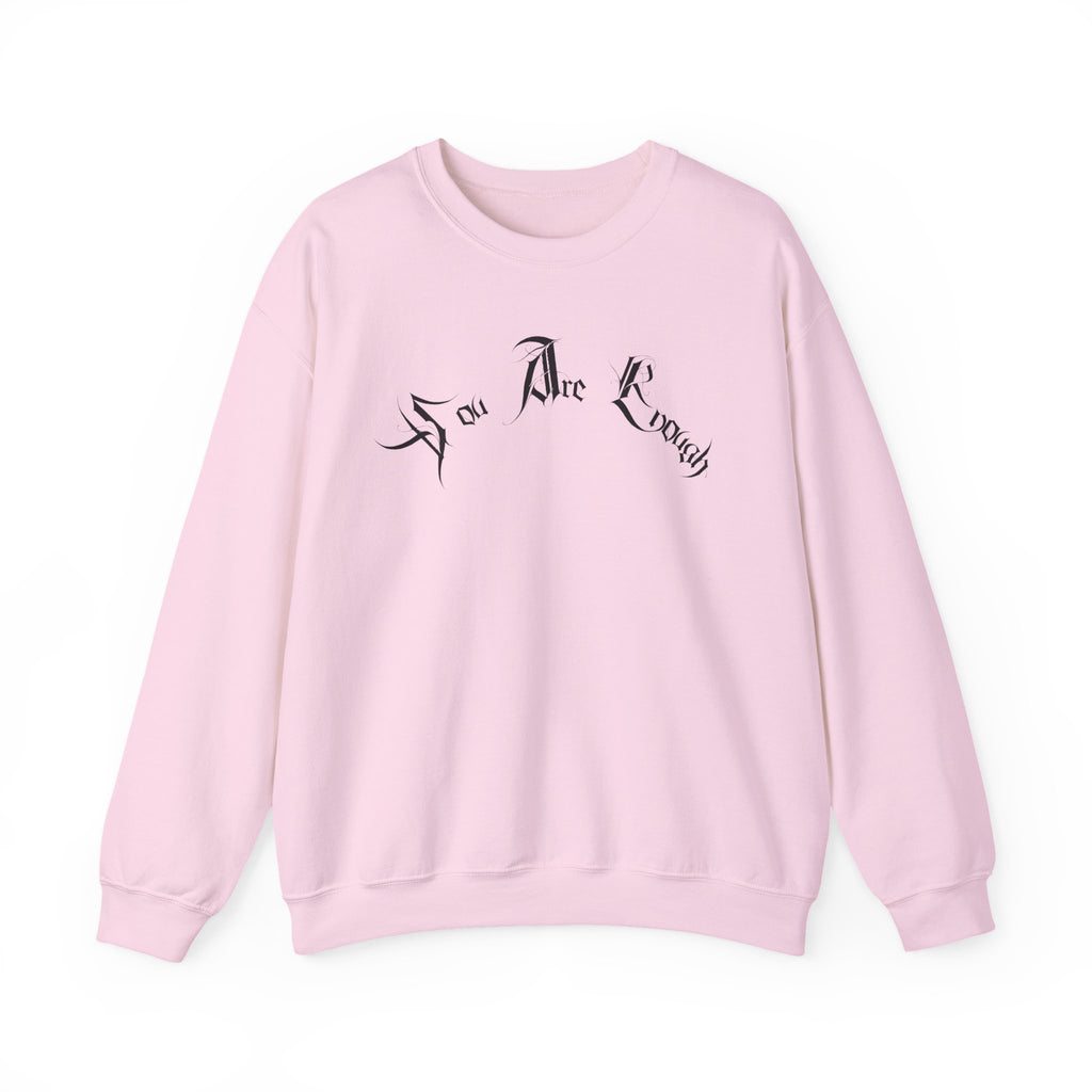 Ellioaey You Are Enough Black Text Crewneck