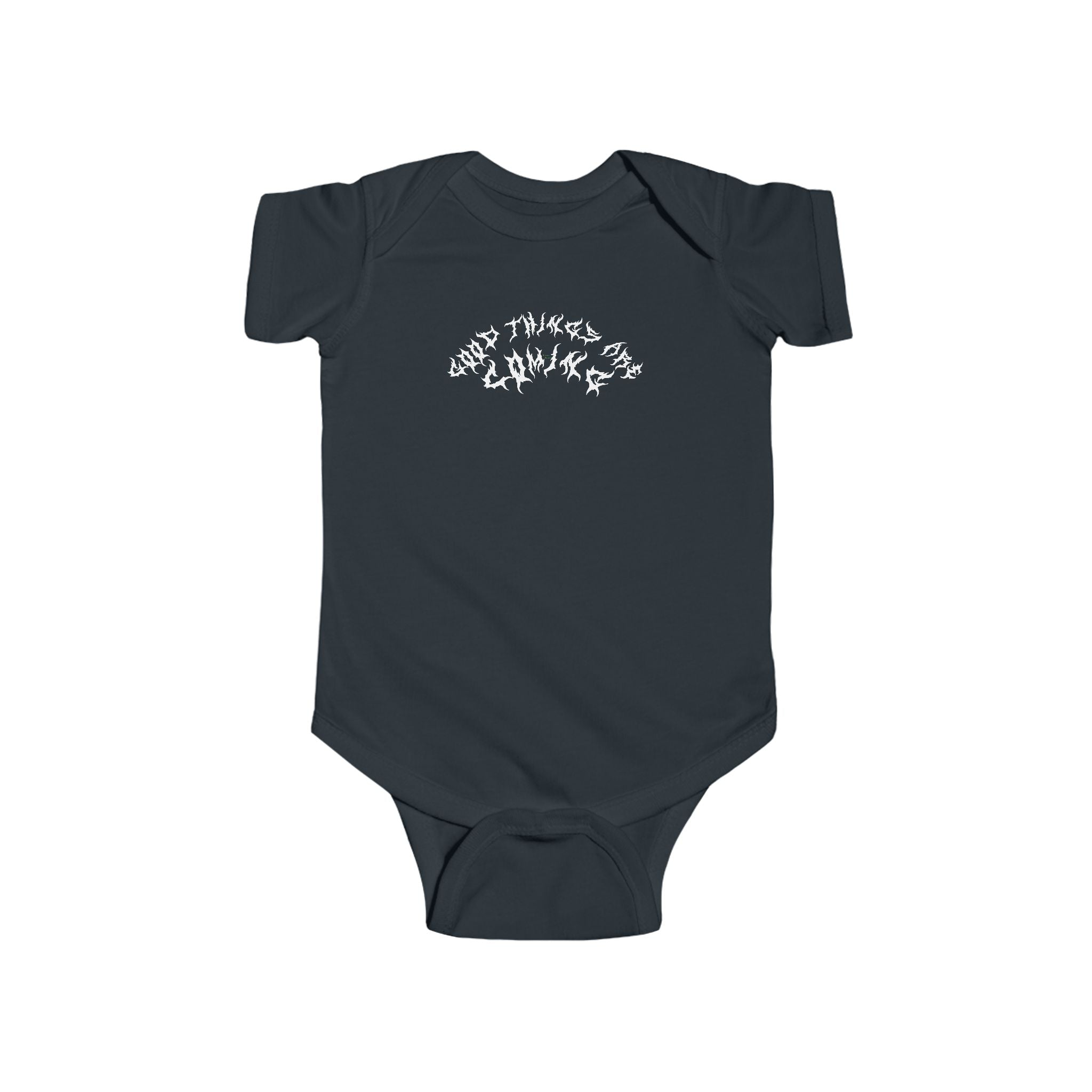 Lundr Good Things Are Coming White Text Baby Onesie