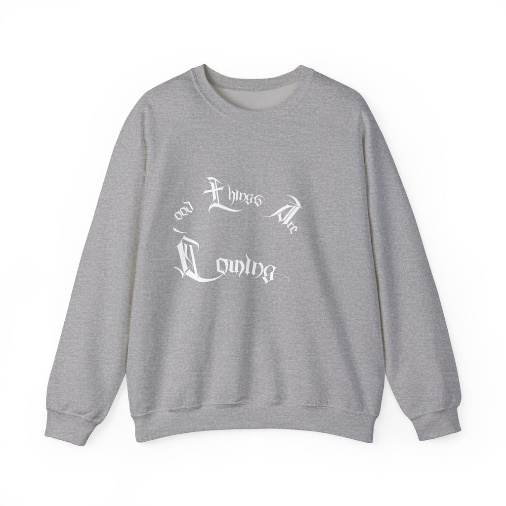 Ellioaey Good Things Are Coming White Text Crewneck