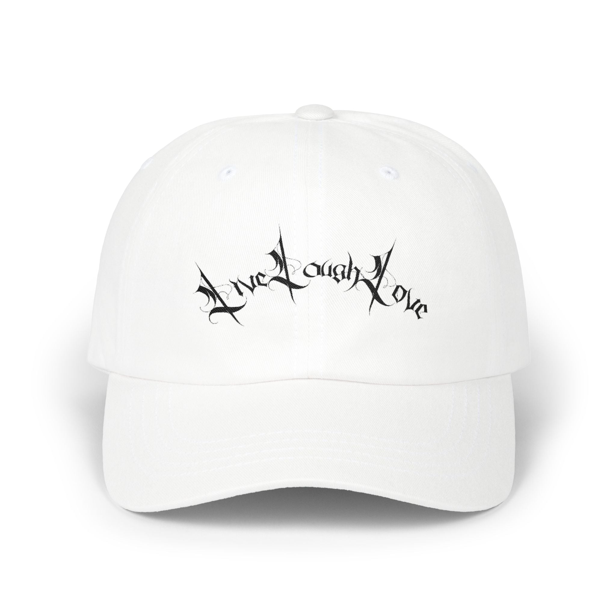 Ellioaey Live Laugh Love Black Text Dad Hat