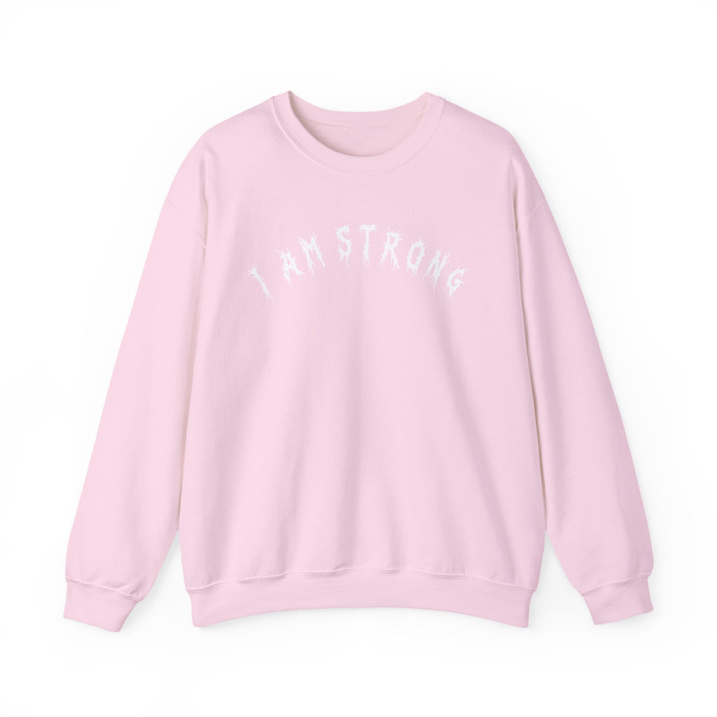 Hvita I Am Strong White Text Crewneck