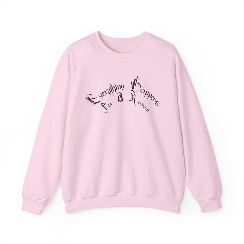 Ellioaey Everything Happens Black Text Crewneck