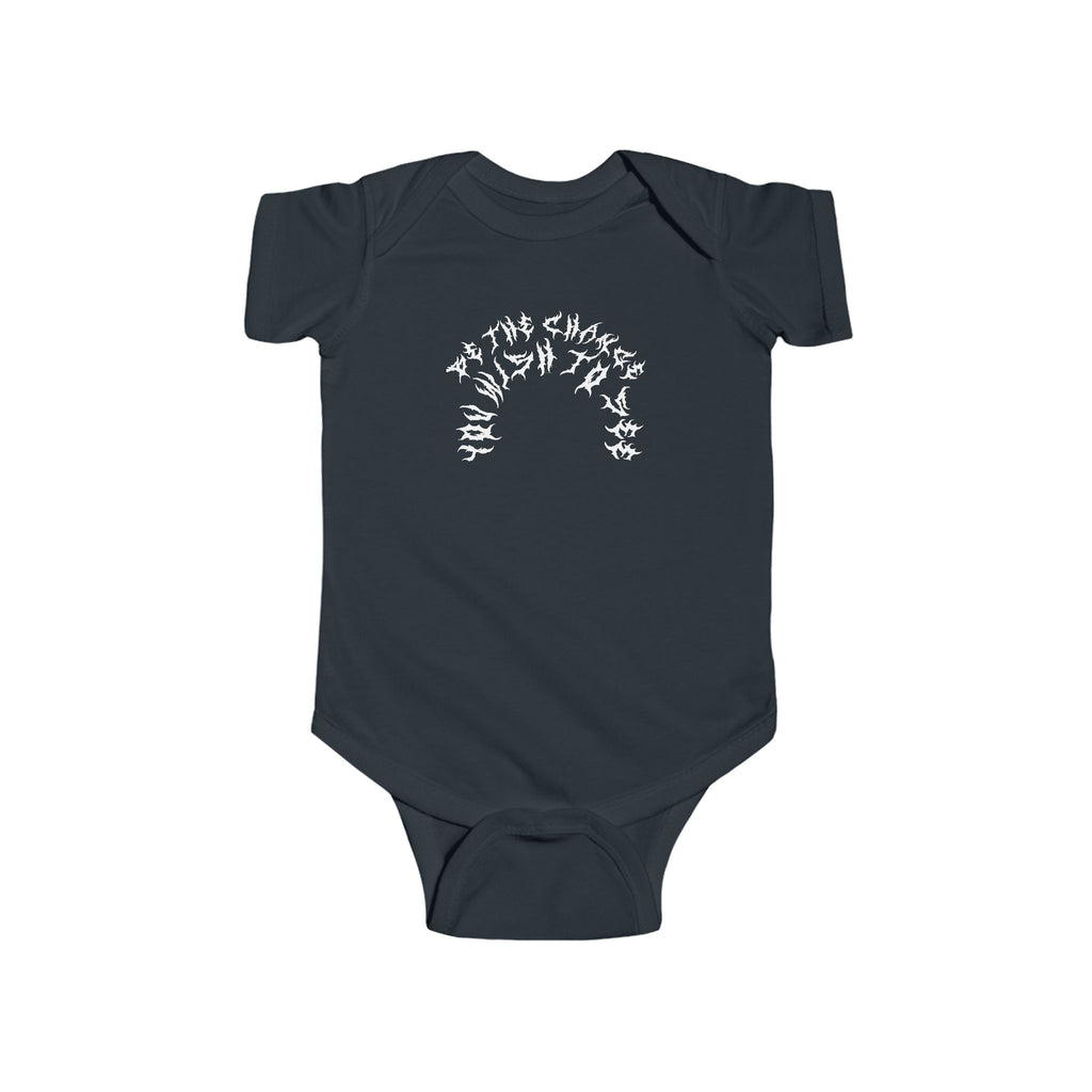 Lundr Be The Change White Text Baby Onesie