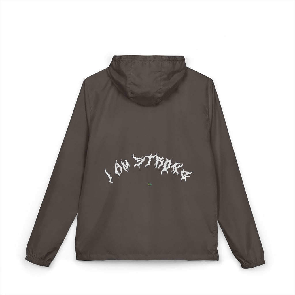 Lundr I Am Strong White Text Windbreaker