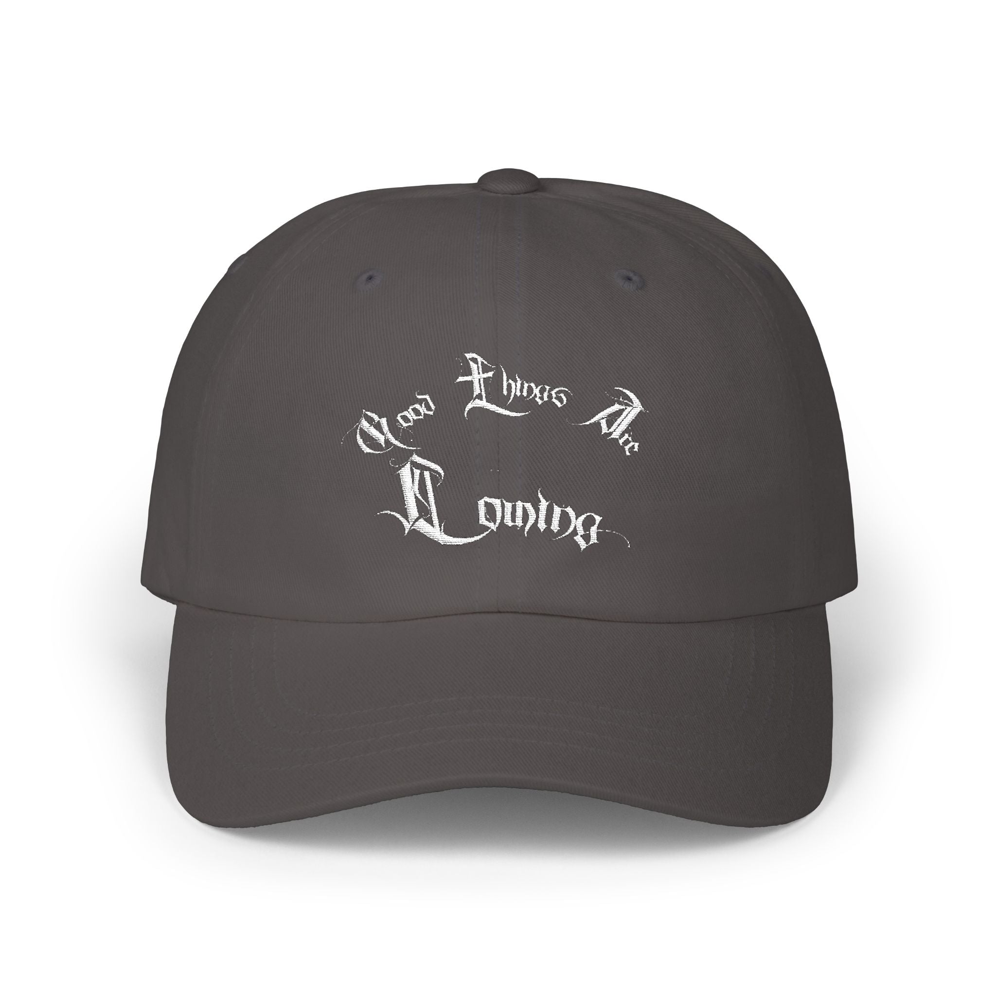 Ellioaey Good Things Are Coming White Text Dad Hat