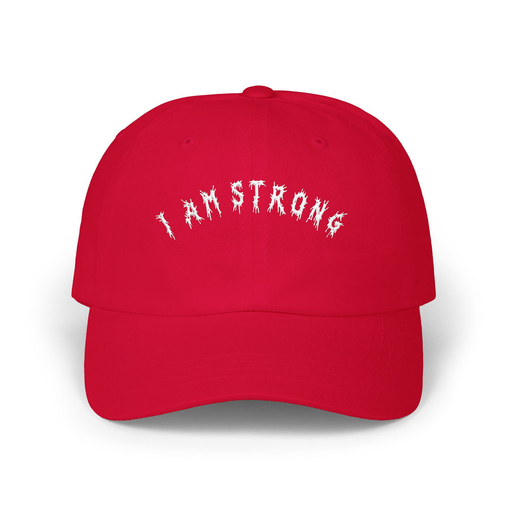 Hvita I Am Strong White Text Dad Hat