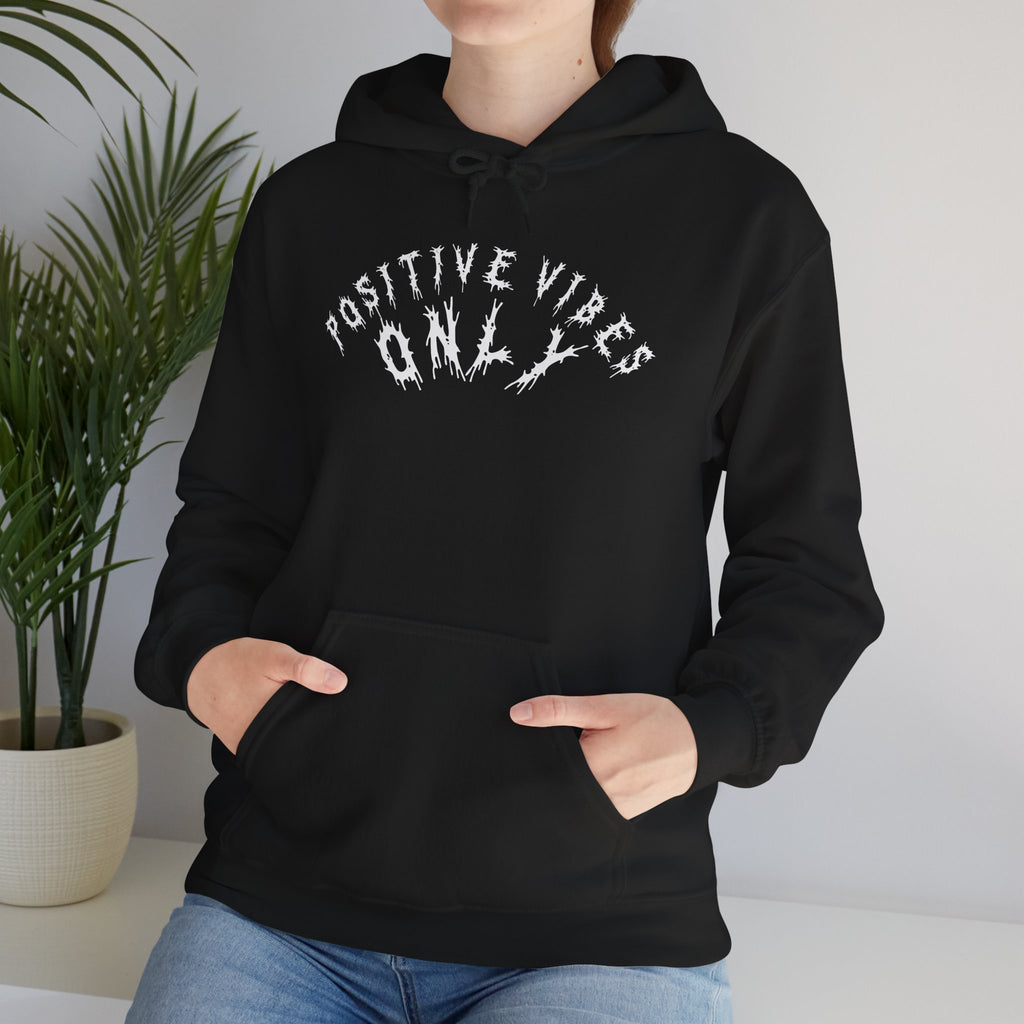 Hvita Positive Vibes White Text Hoodie
